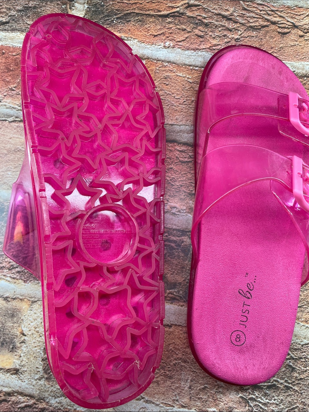 just be Hot Pink Jelly Double-Buckle Slide Sandals - Picture 3 of 3